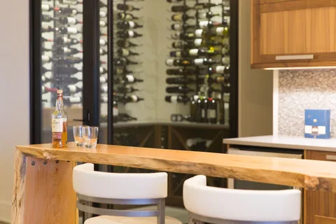 Walnut wine wall, detail 2